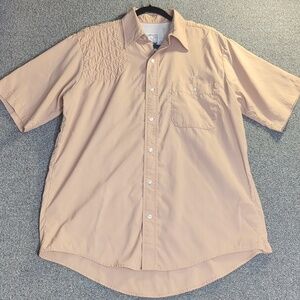 10x Vintage Vented Short Sleeve Shooting & Hunting Shirt Size Large Khaki Tan